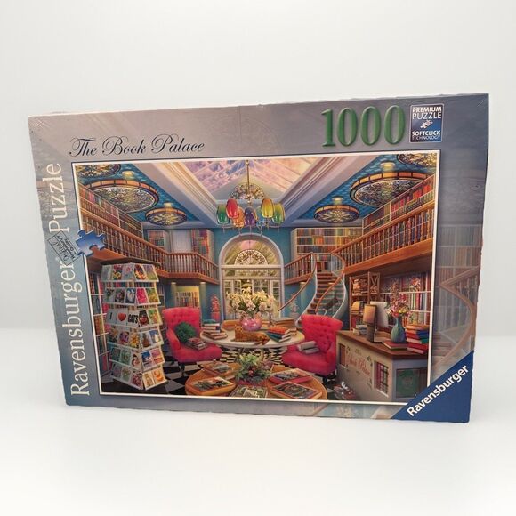 New Ravensburger The Book Palace 1000 Pc Jigsaw Puzzle Books Cats Softclick - Picture 1 of 4